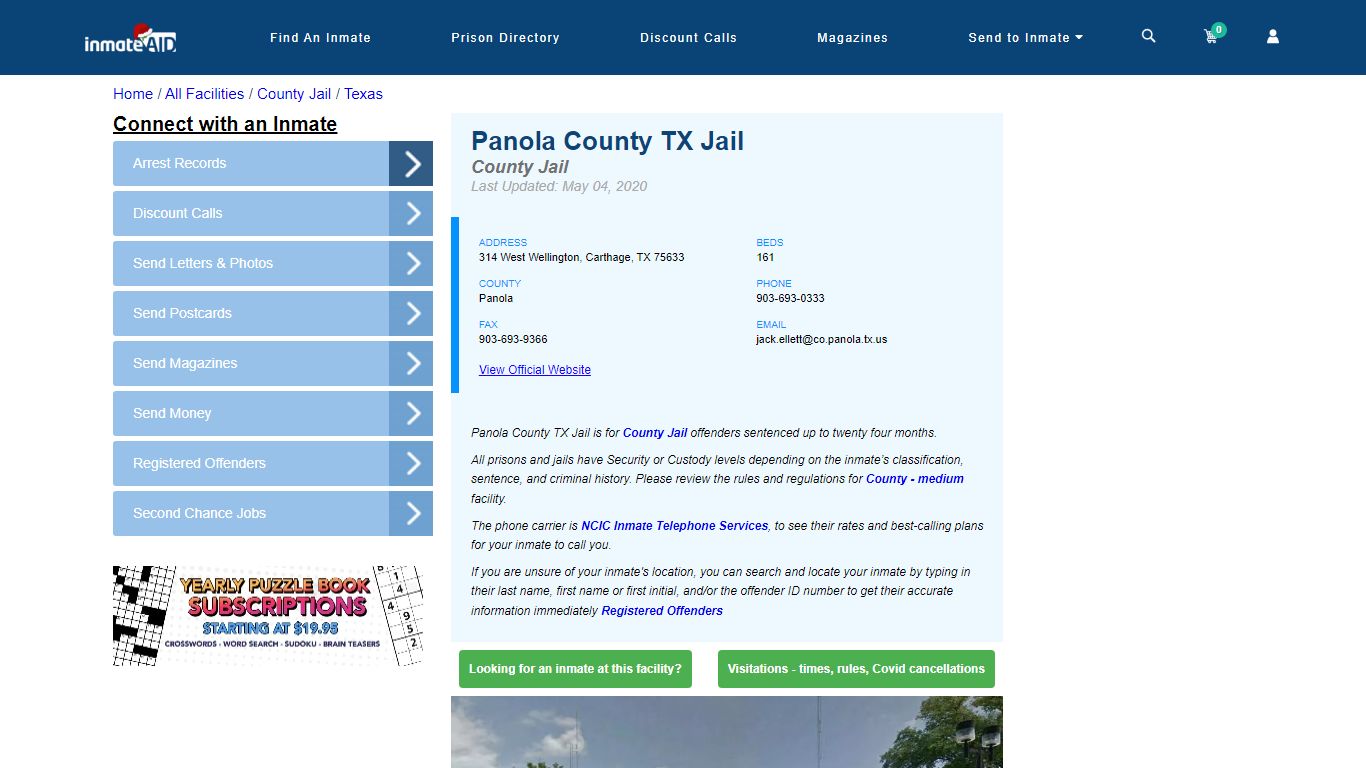 Panola County TX Jail - Inmate Locator - Carthage, TX
